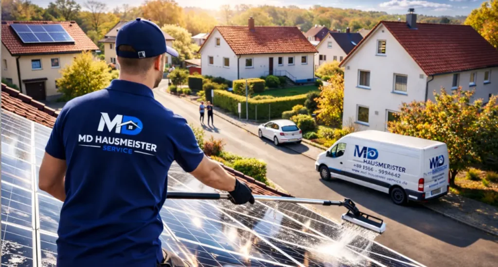 Professionelle Reinigung von Solaranlagen zur Ertragsoptimierung durch MD Hausmeister Service in Erlensee.